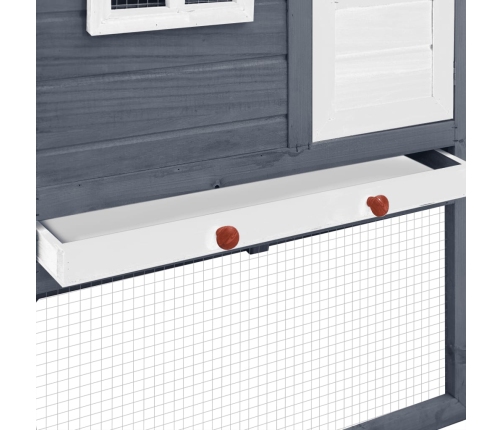 vidaXL vistu būris ar perētavu, pelēks ar baltu, egles masīvkoks