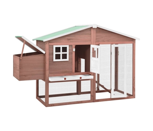 vidaXL vistu būris ar perētavu, mokas un baltā krāsā, egles masīvkoks