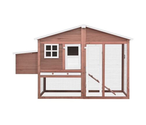 vidaXL vistu būris ar perētavu, mokas un baltā krāsā, egles masīvkoks