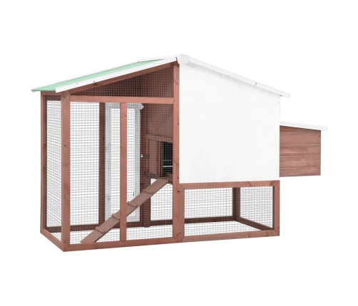 vidaXL vistu būris ar perētavu, mokas un baltā krāsā, egles masīvkoks