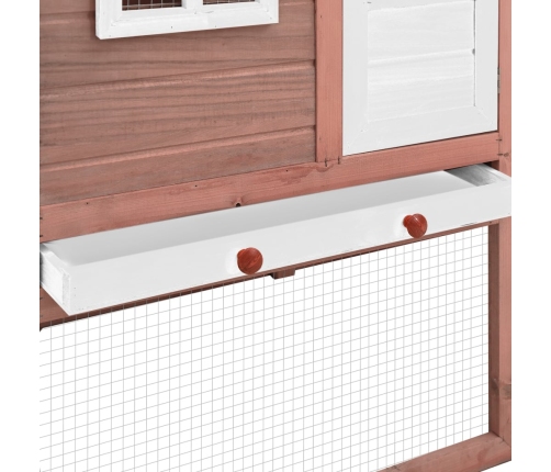 vidaXL vistu būris ar perētavu, mokas un baltā krāsā, egles masīvkoks