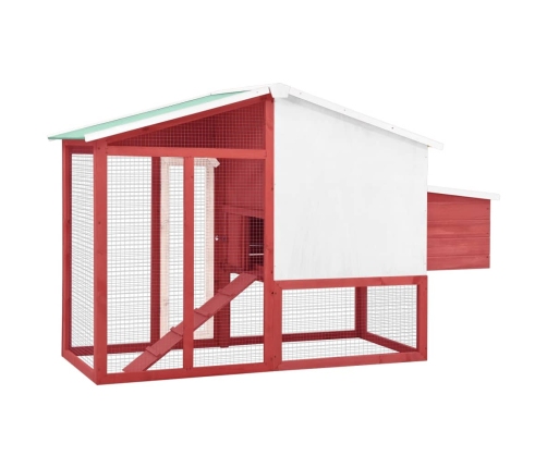 vidaXL vistu būris ar perētavu, sarkans ar baltu, egles masīvkoks