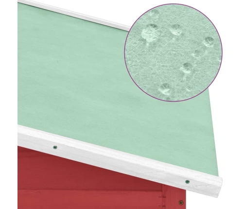 vidaXL vistu būris ar perētavu, sarkans ar baltu, egles masīvkoks