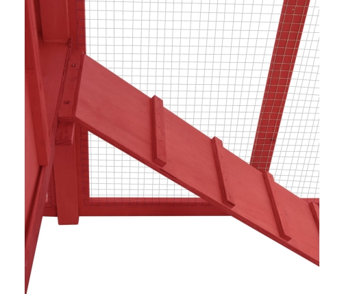 vidaXL vistu būris ar perētavu, sarkans ar baltu, egles masīvkoks