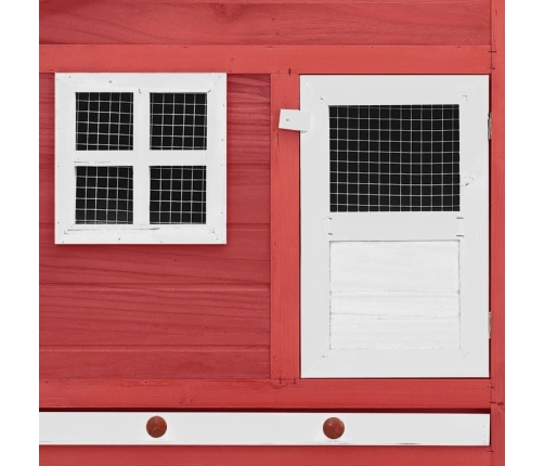 vidaXL vistu būris ar perētavu, sarkans ar baltu, egles masīvkoks