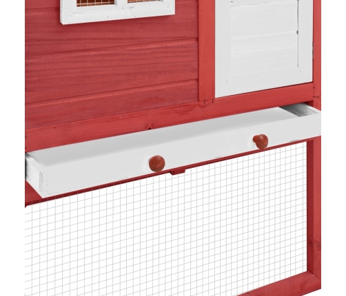 vidaXL vistu būris ar perētavu, sarkans ar baltu, egles masīvkoks