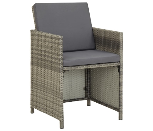 11-Daļīgs Dārza Mēbeļu Komplekts Ar Matračiem, Pe, Pelēks  Vidaxl