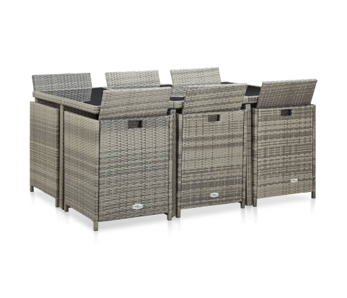 11-Daļīgs Dārza Mēbeļu Komplekts Ar Matračiem, Pe, Pelēks  Vidaxl