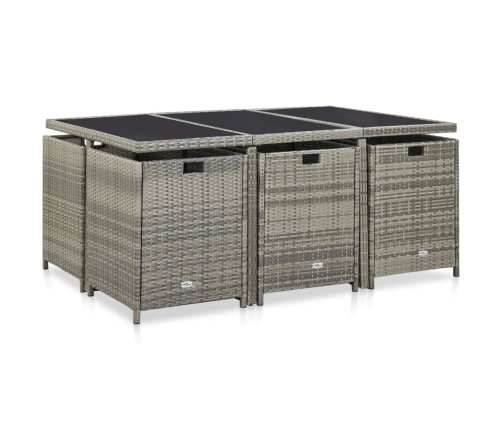 11-Daļīgs Dārza Mēbeļu Komplekts Ar Matračiem, Pe, Pelēks  Vidaxl