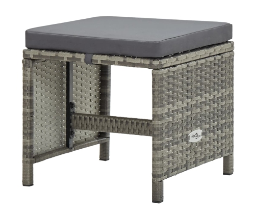 11-Daļīgs Dārza Mēbeļu Komplekts Ar Matračiem, Pe, Pelēks  Vidaxl