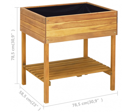 vidaXL paaugstināta puķu kaste, 78,5x58,5x78,5 cm, akācijas masīvkoks