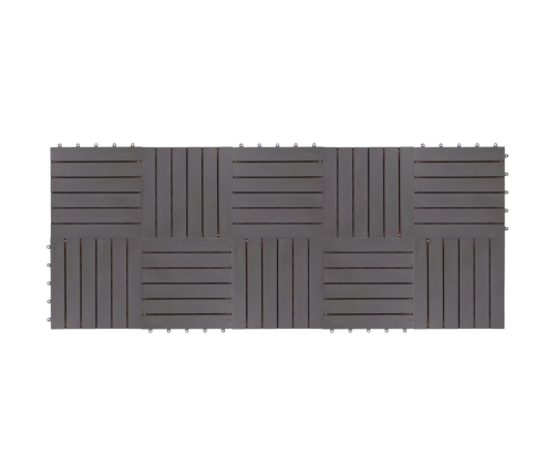 vidaXL terases flīzes, 10 gab., pelēkas, 30x30 cm, akācijas masīvkoks