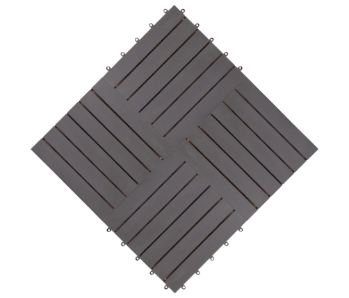 vidaXL terases flīzes, 10 gab., pelēkas, 30x30 cm, akācijas masīvkoks