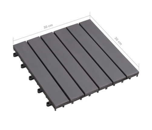 vidaXL terases flīzes, 10 gab., pelēkas, 30x30 cm, akācijas masīvkoks