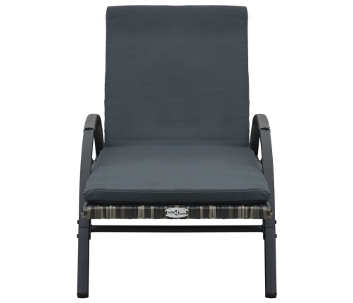 vidaXL sauļošanās zviļņi ar galdiņu, antracītpelēka PE rotangpalma