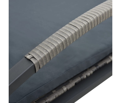 vidaXL sauļošanās zviļņi ar galdiņu, antracītpelēka PE rotangpalma