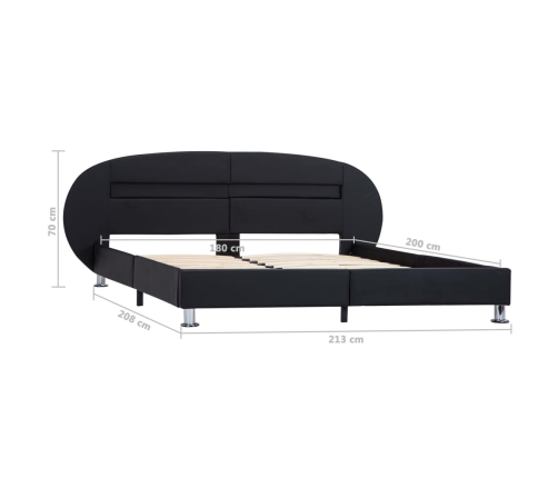 vidaXL gultas rāmis ar LED, melna mākslīgā āda, 180x200 cm