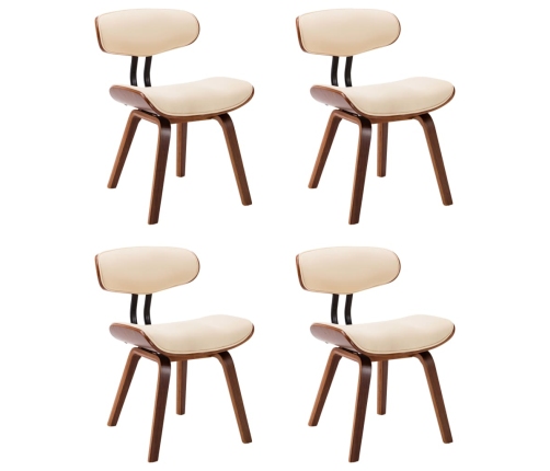 vidaXL virtuves krēsli, 4 gab., krēmkrāsa, liekts koks un mākslīgā āda