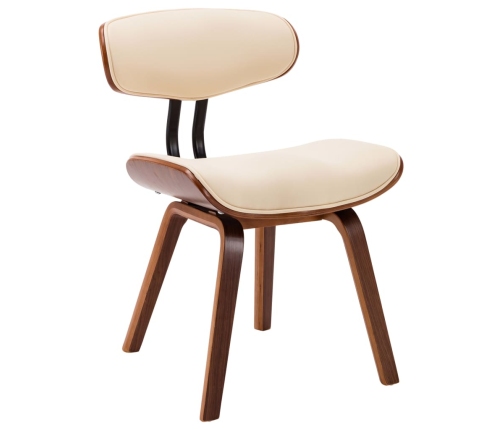 vidaXL virtuves krēsli, 6gab., liekts koks un mākslīgā āda, krēmkrāsas