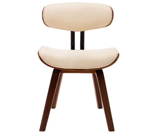 vidaXL virtuves krēsli, 6gab., liekts koks un mākslīgā āda, krēmkrāsas