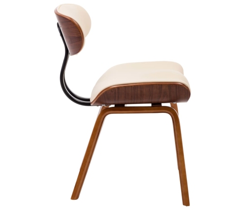 vidaXL virtuves krēsli, 6gab., liekts koks un mākslīgā āda, krēmkrāsas