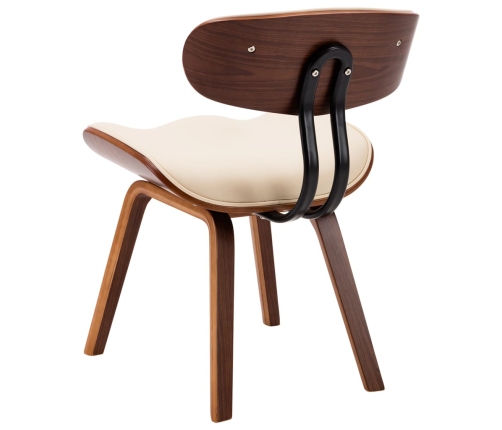 vidaXL virtuves krēsli, 6gab., liekts koks un mākslīgā āda, krēmkrāsas