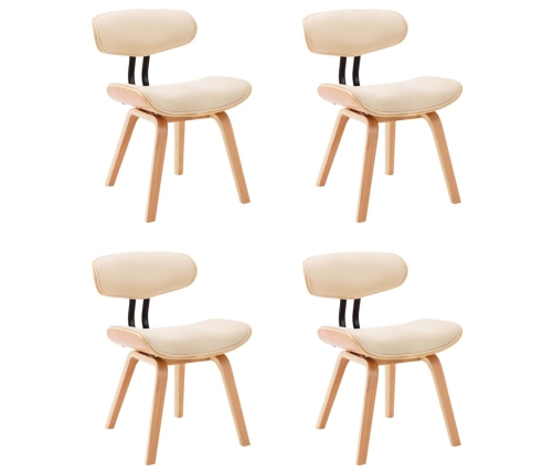 vidaXL virtuves krēsli, 4 gab., krēmkrāsa, liekts koks un mākslīgā āda