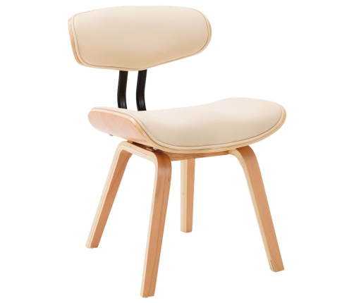 vidaXL virtuves krēsli, 4 gab., krēmkrāsa, liekts koks un mākslīgā āda