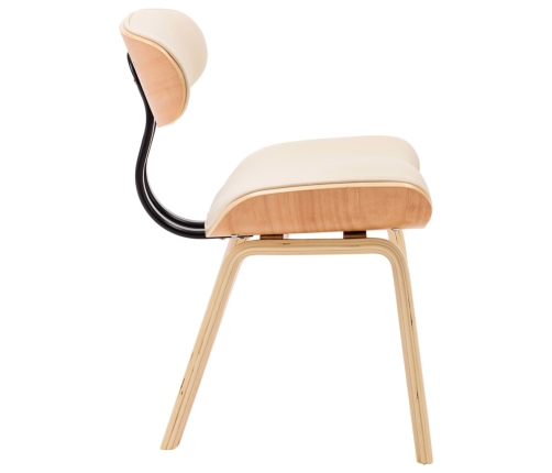 vidaXL virtuves krēsli, 6gab., liekts koks un mākslīgā āda, krēmkrāsas