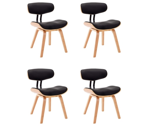 vidaXL virtuves krēsli, 4 gab., melni, liekts koks un mākslīgā āda