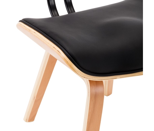 vidaXL virtuves krēsli, 4 gab., melni, liekts koks un mākslīgā āda