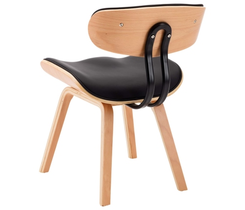 vidaXL virtuves krēsli, 6 gab., melni, liekts koks un mākslīgā āda