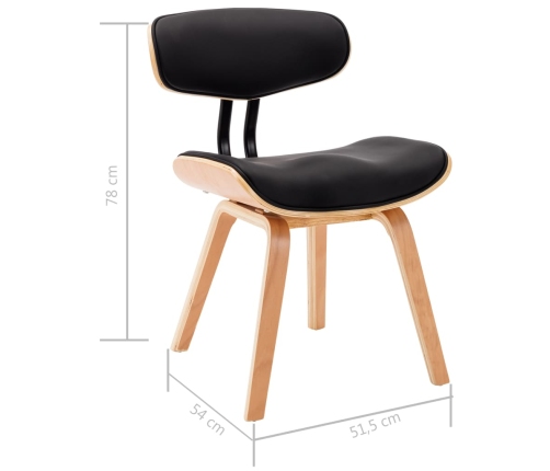 vidaXL virtuves krēsli, 6 gab., melni, liekts koks un mākslīgā āda