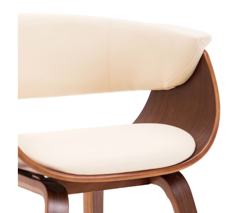 vidaXL virtuves krēsli, 2 gab., liekts koks un mākslīgā āda, krēmkrāsā