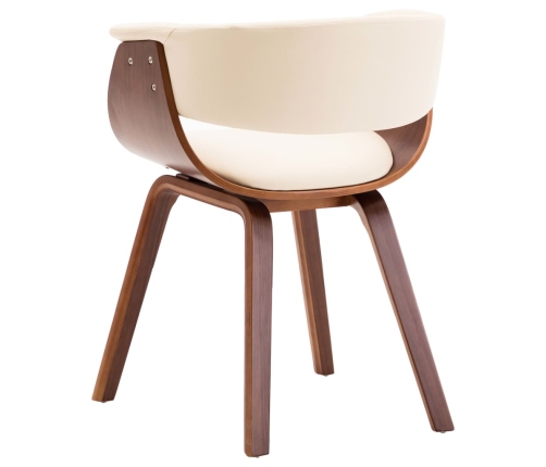 vidaXL virtuves krēsli, 2 gab., liekts koks un mākslīgā āda, krēmkrāsā