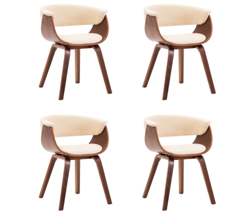 vidaXL virtuves krēsli, 4 gab., krēmkrāsa, liekts koks un mākslīgā āda