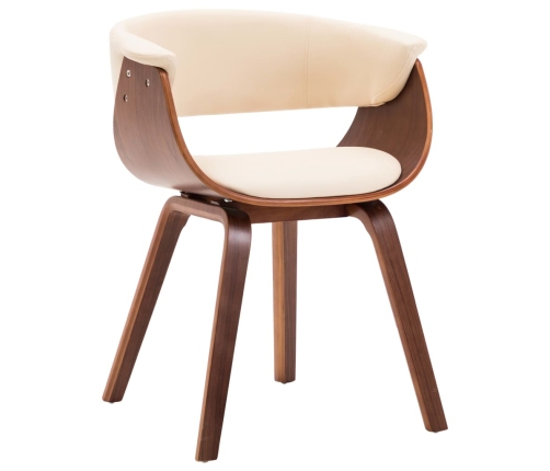 vidaXL virtuves krēsli, 4 gab., krēmkrāsa, liekts koks un mākslīgā āda