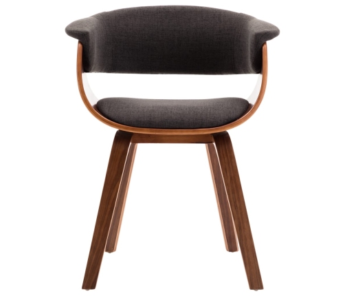 vidaXL virtuves krēsli, 2 gab., pelēki, izliekts koks un audums