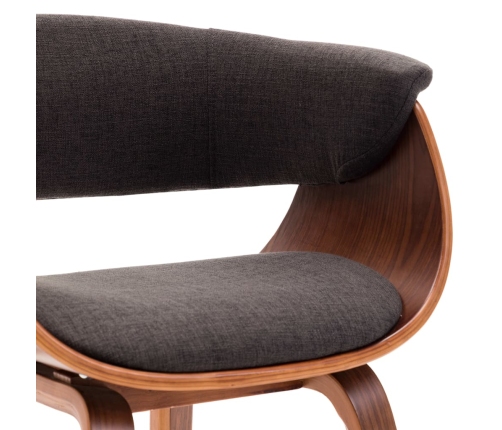 vidaXL virtuves krēsli, 2 gab., pelēki, izliekts koks un audums