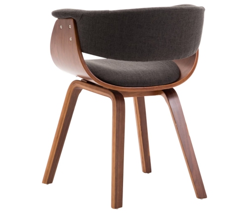 vidaXL virtuves krēsli, 2 gab., pelēki, izliekts koks un audums