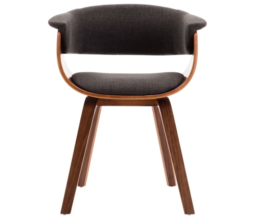 vidaXL virtuves krēsli, 6 gab., pelēki, izliekts koks un audums