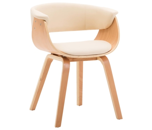 vidaXL virtuves krēsli, 2 gab., liekts koks un mākslīgā āda, krēmkrāsā