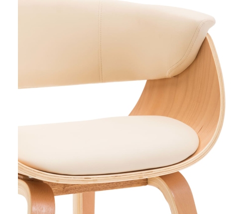 vidaXL virtuves krēsli, 2 gab., liekts koks un mākslīgā āda, krēmkrāsā