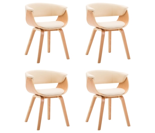 vidaXL virtuves krēsli, 4 gab., krēmkrāsa, liekts koks un mākslīgā āda