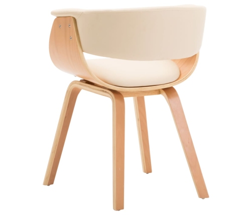 vidaXL virtuves krēsli, 4 gab., krēmkrāsa, liekts koks un mākslīgā āda