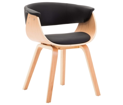 vidaXL virtuves krēsli, 2 gab., liekts koks un melna mākslīgā āda