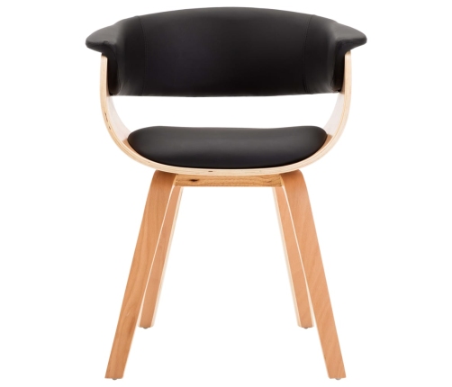 vidaXL virtuves krēsli, 2 gab., liekts koks un melna mākslīgā āda