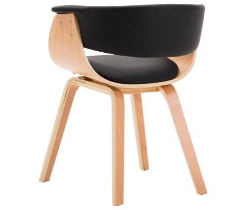 vidaXL virtuves krēsli, 2 gab., liekts koks un melna mākslīgā āda