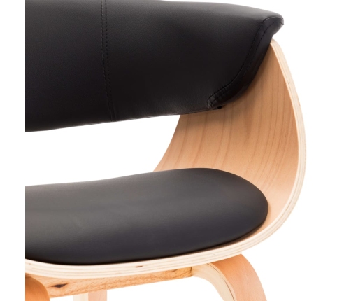 vidaXL virtuves krēsli, 2 gab., liekts koks un melna mākslīgā āda