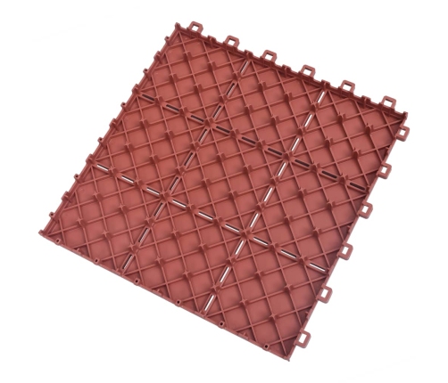 vidaXL terases flīzes, 10 gab., sarkanas, 30,5x30,5 cm, plastmasa